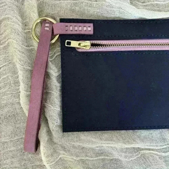 Wolf Leathers Clutch,‎ Pink/Black Brass Essentials Thin Nubuck Leather - Picture 6 of 7